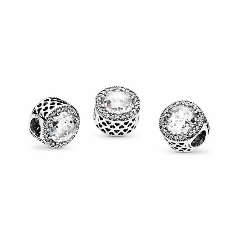 Pandora Radiant Hearts Charm - Sterling Silver/Cubic Zirconia - Canada | KU7210XK